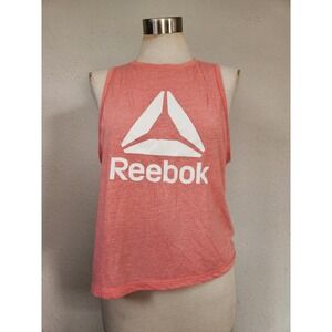 Reebok Womens Sleeveless Coral Athletic Top Logo Front Cut Out in Back Size M